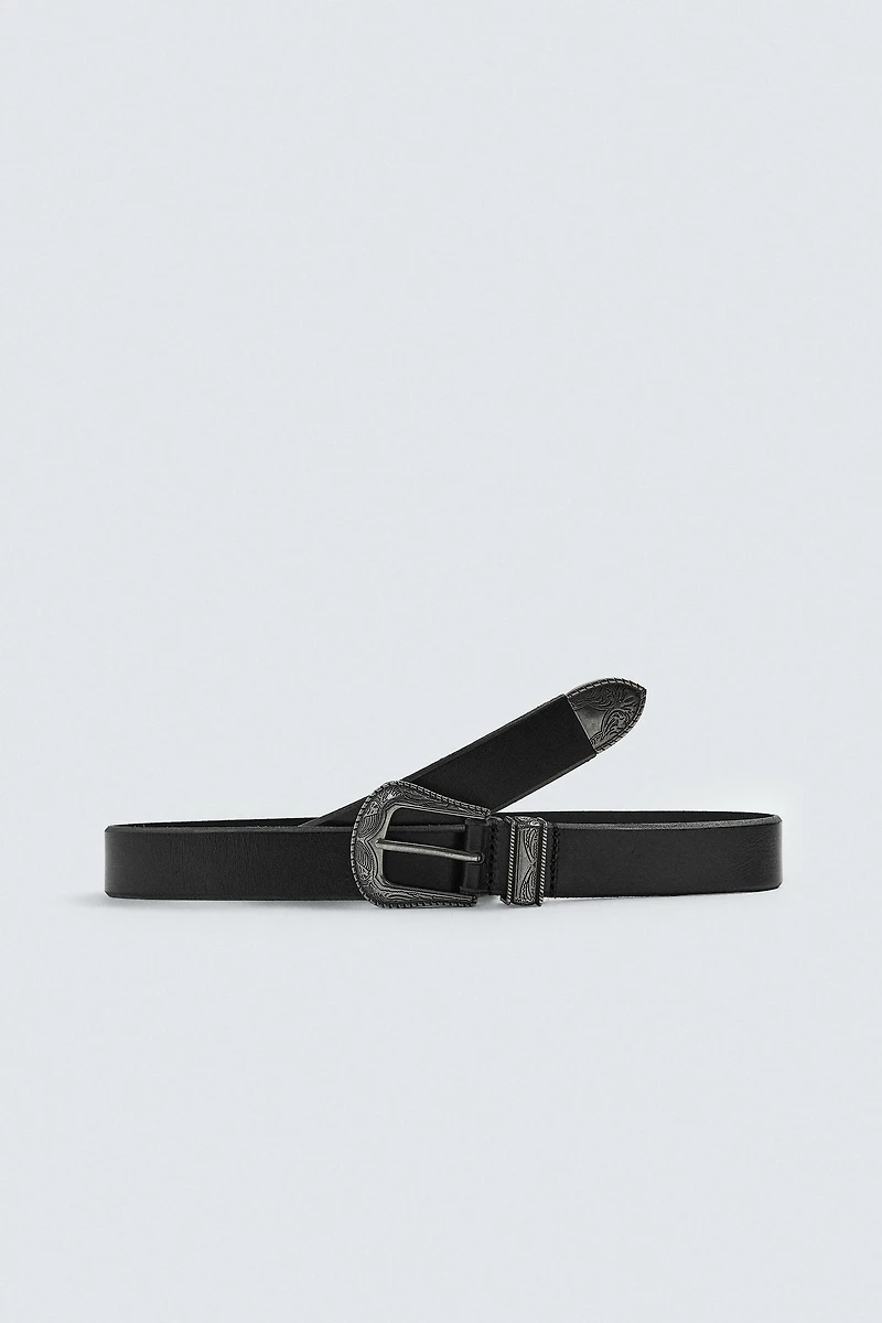 VINTAGE EFFECT LEATHER BELT