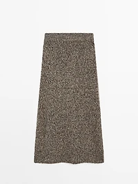 100% cashmere knit midi skirt
