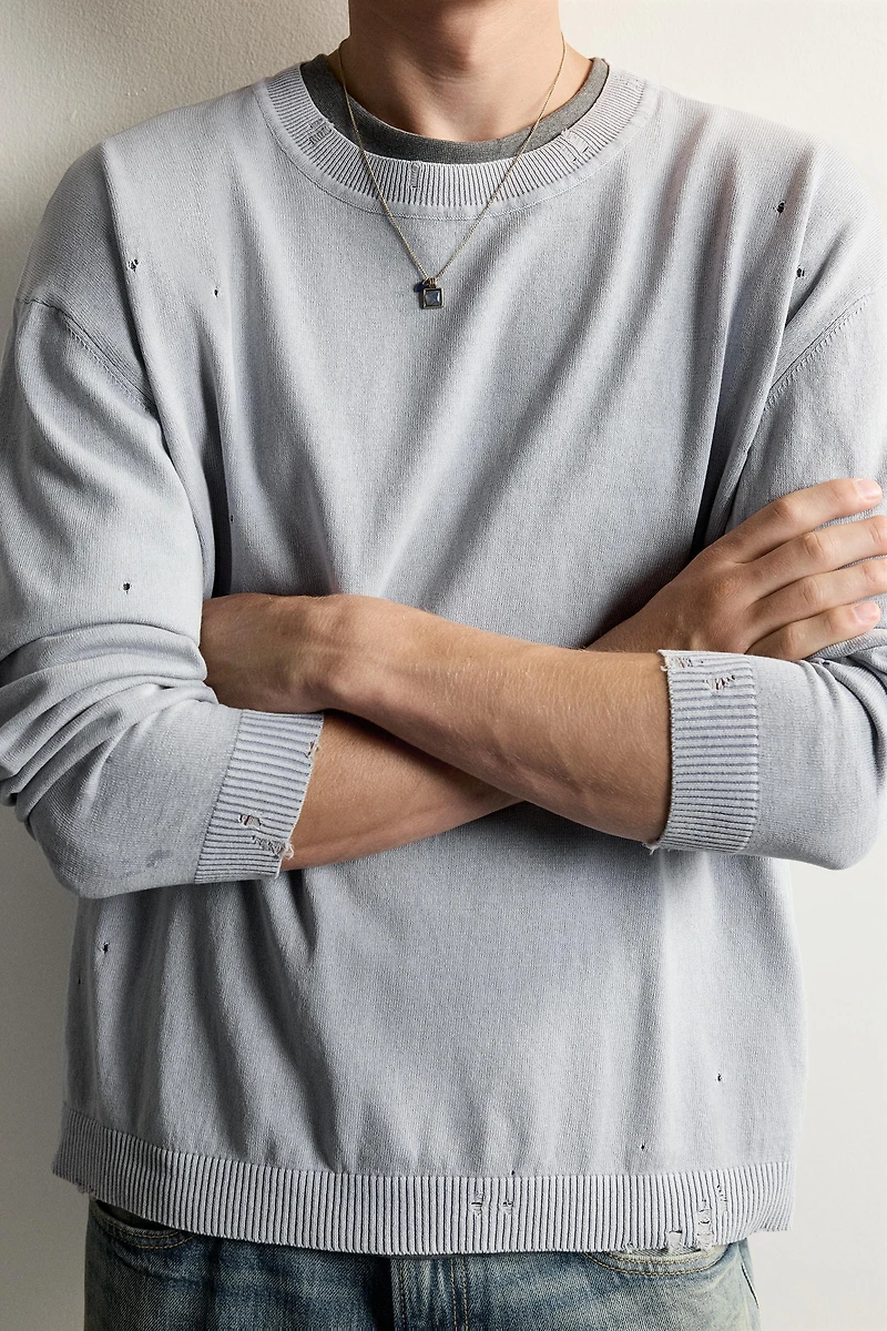 LIGHTWEIGHT DISTRESSED JUMPER