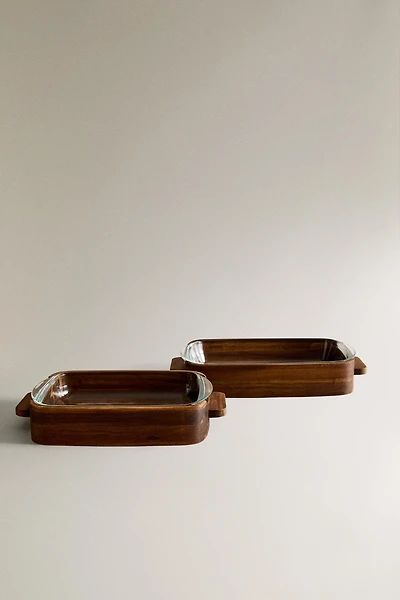 BOROSILICATE AND WOOD OVEN SERVING DISH