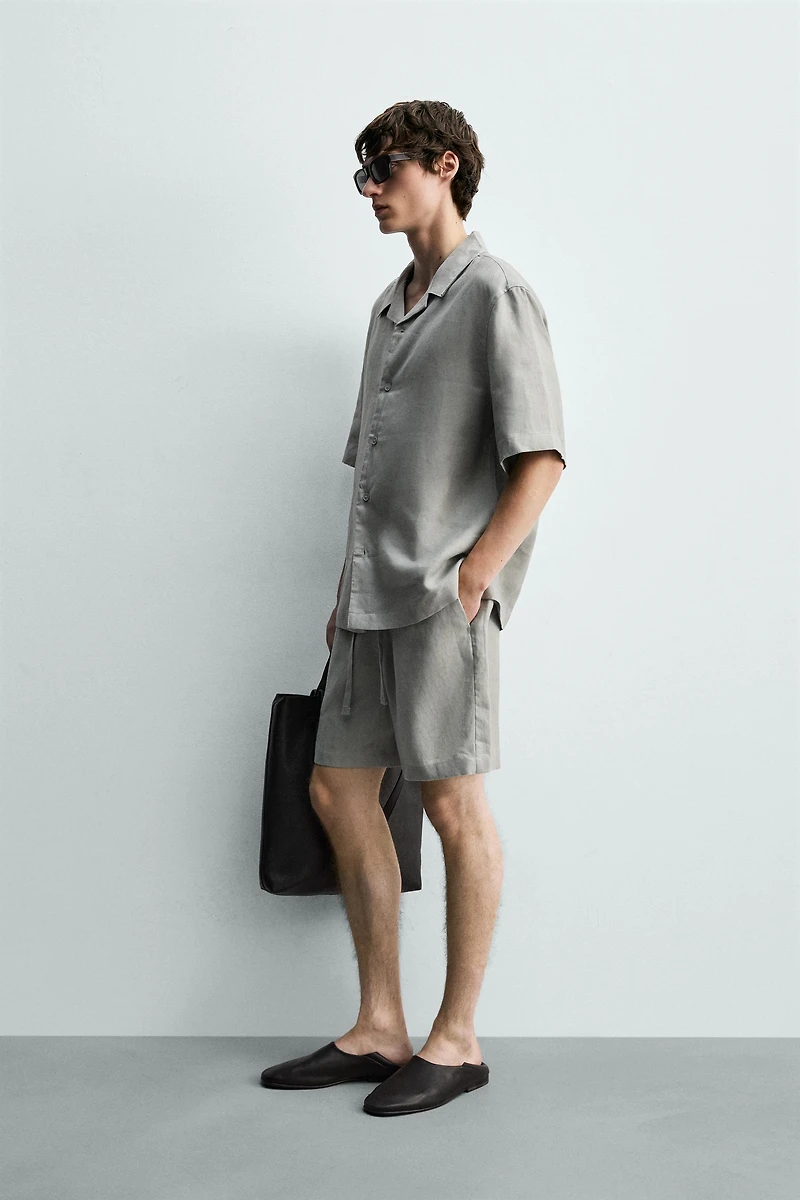 100% LINEN RELAXED FIT SHORTS