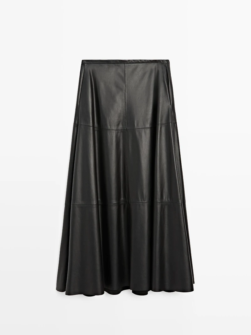 Long flared nappa leather skirt - LIMITED