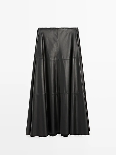 Long flared nappa leather skirt - LIMITED