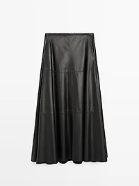 Long flared nappa leather skirt - LIMITED