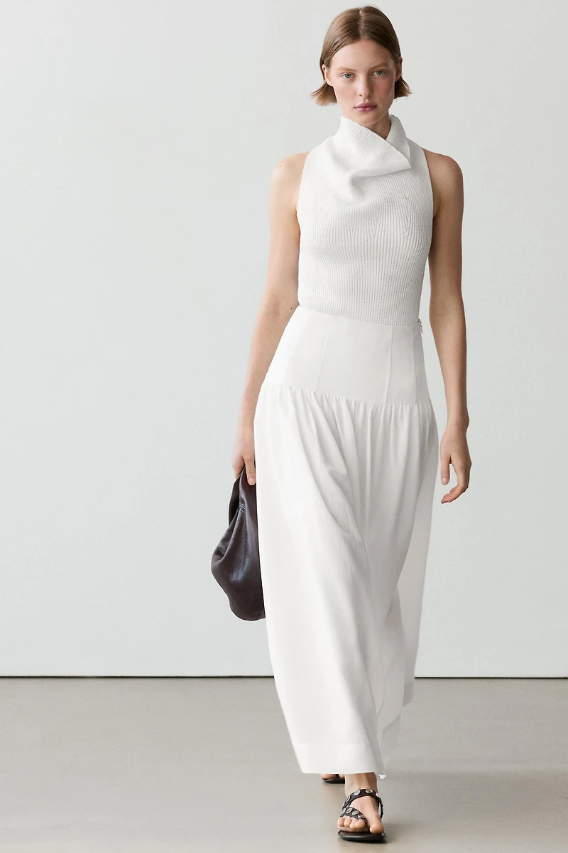 Midi skirt with yoke detail