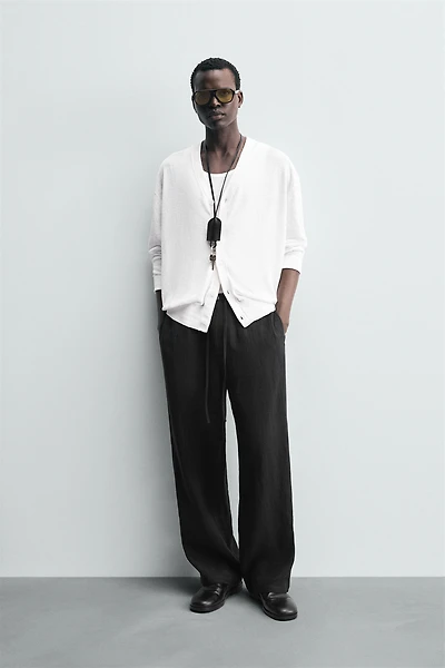 RELAXED FIT 100% LINEN PANTS