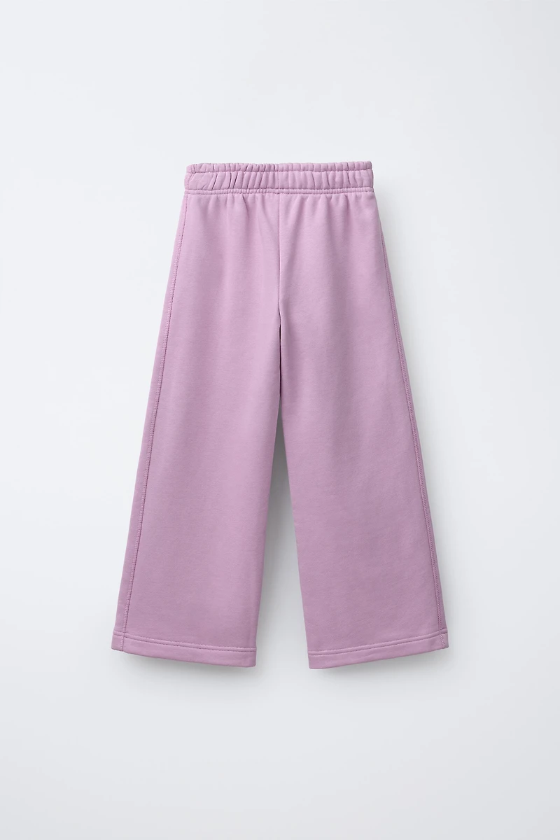 TEXT PRINT WIDE LEG PANTS