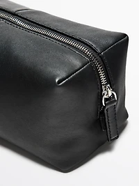 Nappa leather toiletry bag with zip