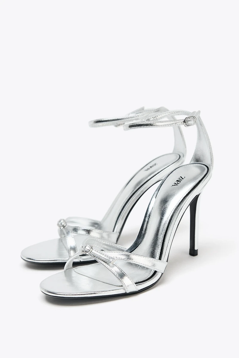 METALLIC EFFECT HIGH-HEEL SANDALS