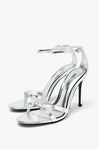 METALLIC EFFECT HIGH-HEEL SANDALS