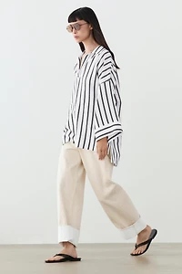 Striped oversize linen blend shirt