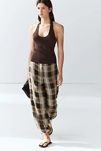 Check print sarouel trousers