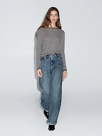 Striped long sleeve knit sweater