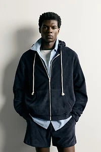 RELAXED FIT TERRY ZIP-UP HOODIE