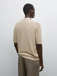 Knit V-neck polo shirt