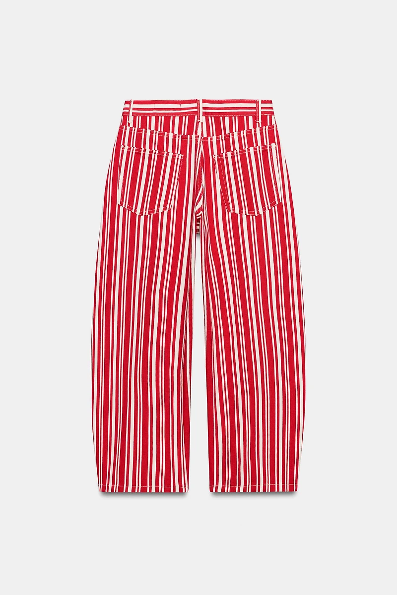 ZW COLLECTION STRIPED MID-RISE BALLOON CAPRI JEANS