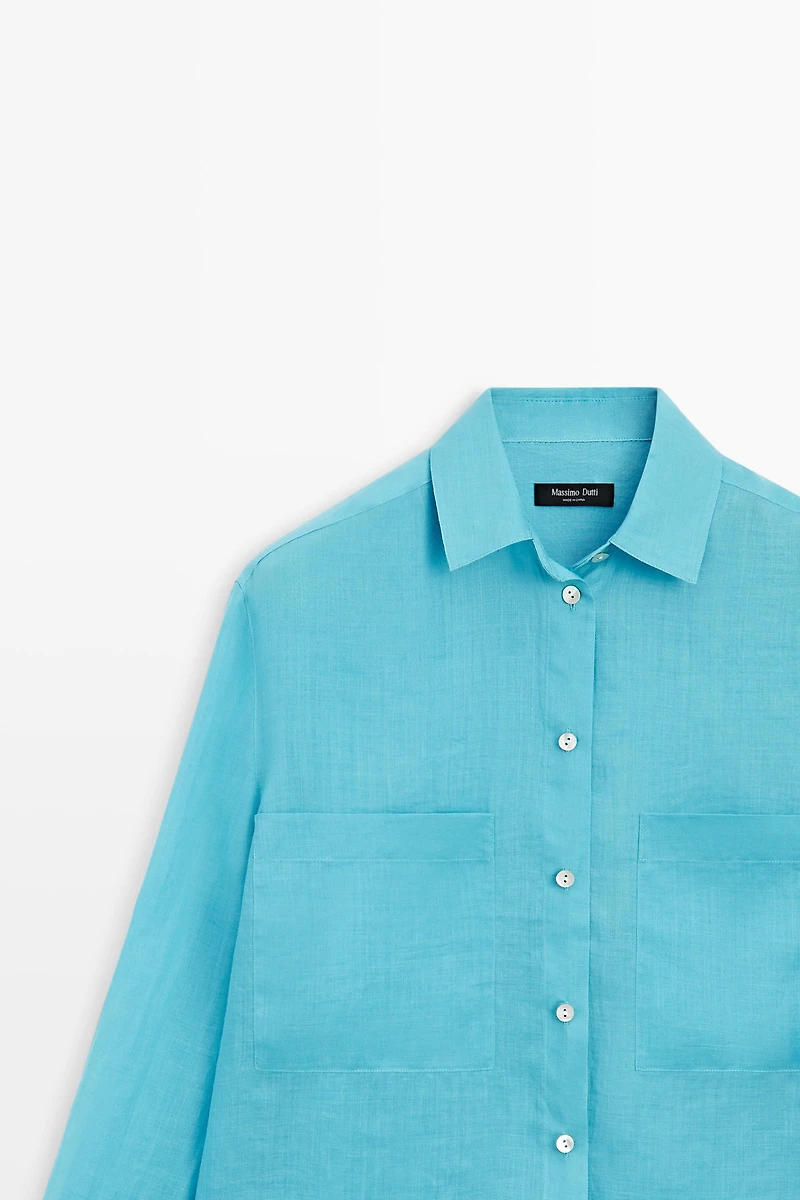 100% ramie flowing pocket shirt
