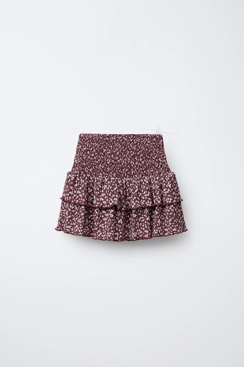 JUPE-SHORT EN GAZE DE COTTON À FLEURS