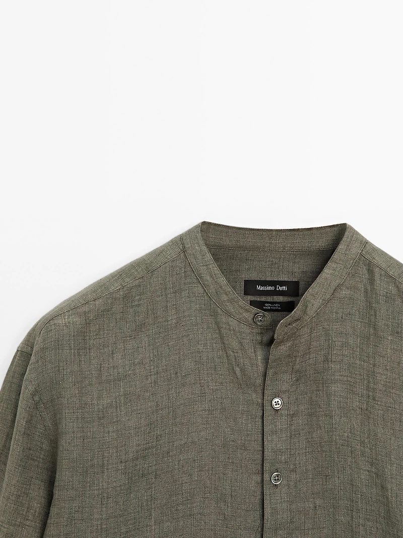 Chemise regular fit lin délavé
