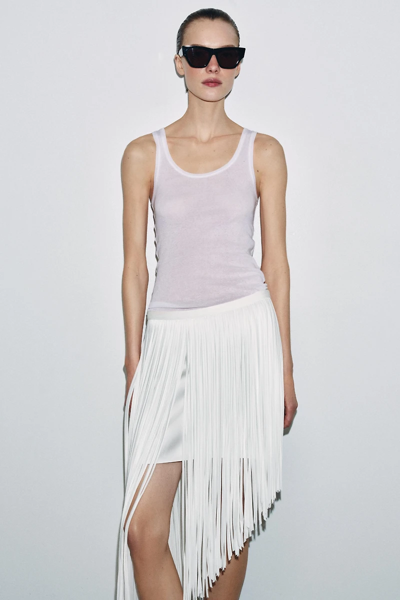ZW COLLECTION ASYMMETRIC FRINGE SKIRT