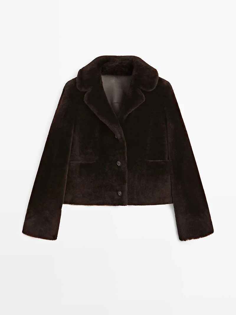 Veste courte moutonnée 100 % fourrure d’agneau