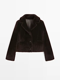 Veste courte moutonnée 100 % fourrure d’agneau