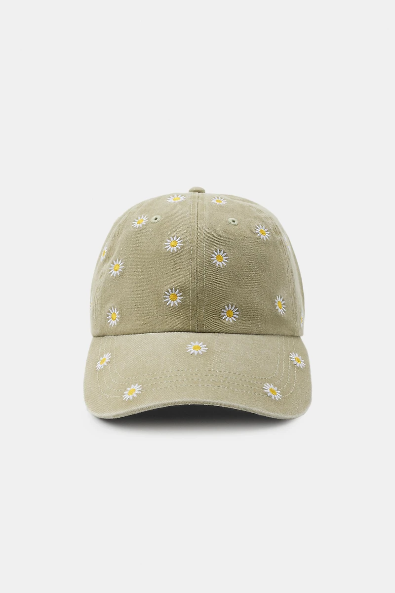 FLORAL EMBROIDERY TWILL CAP
