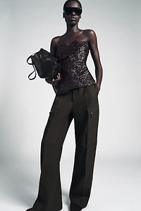 SEQUIN BUSTIER TOP ZW COLLECTION LIMITED EDITION