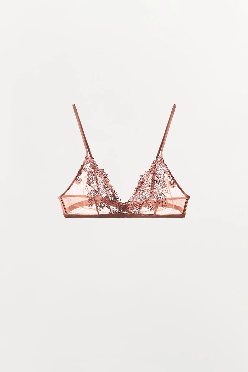 EMBROIDERED TRIANGLE BRA