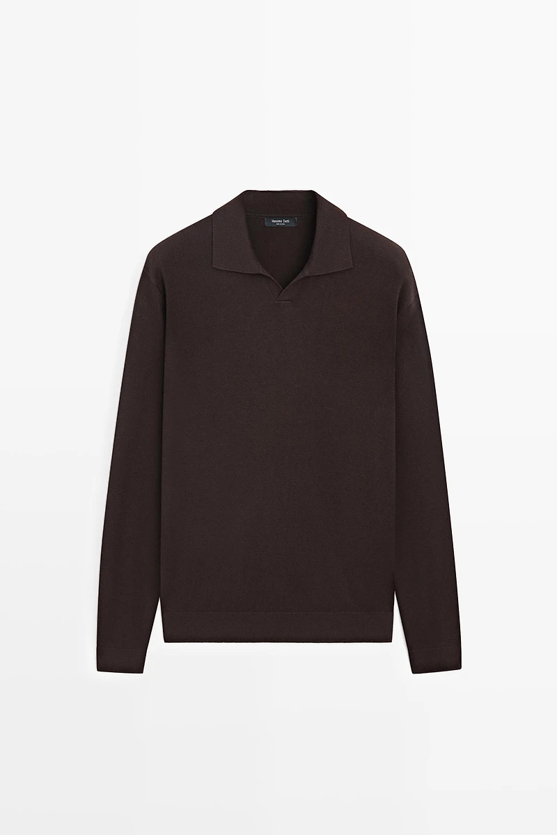 Polo collar knit sweater
