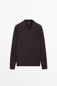Polo collar knit sweater