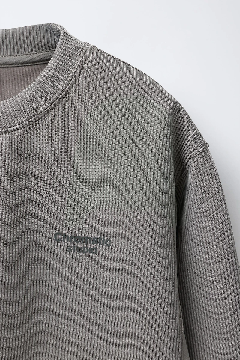 RIB TEXT SWEATSHIRT WITH MODAL