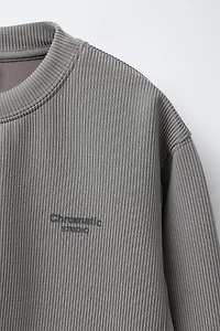 RIB TEXT SWEATSHIRT WITH MODAL