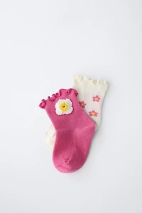 TWO-PACK OF SHORT FLORAL SOCKS