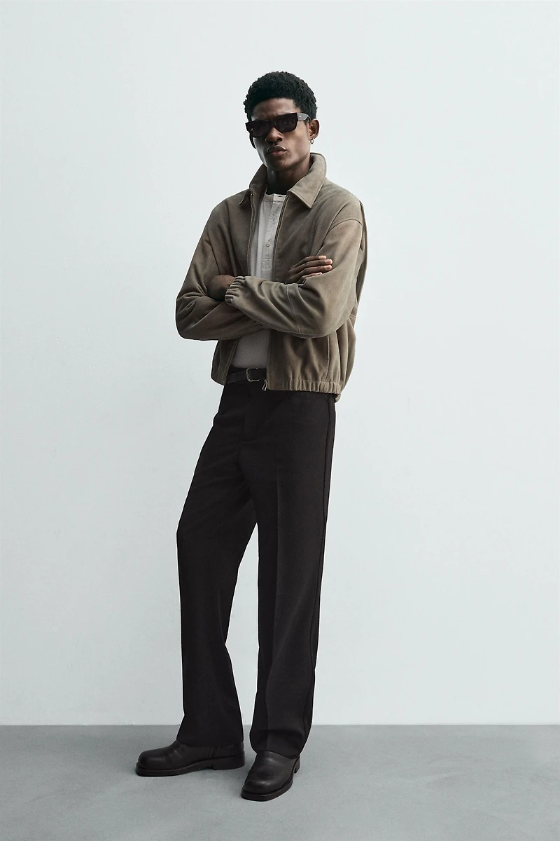 SUEDE-FINISH LEATHER JACKET