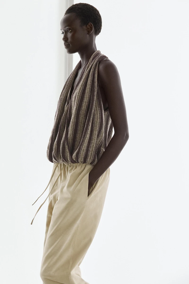Surplice top with striped detail