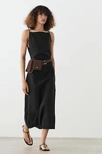 Robe midi à bretelles en lin