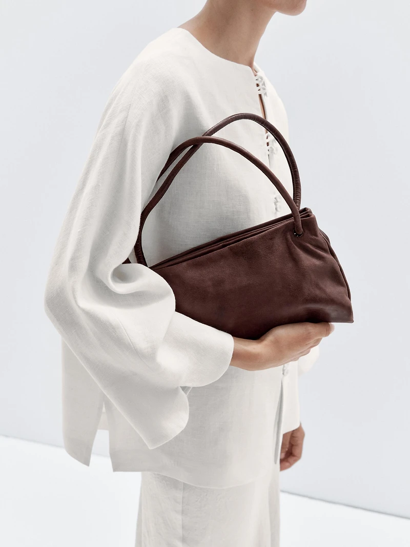 Petit sac compartimenté en cuir nappa
