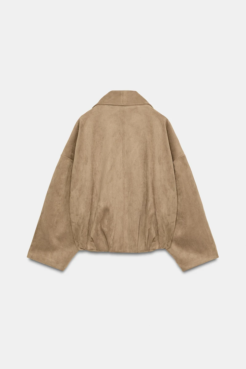 FAUX SUEDE WRAP JACKET