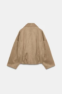 FAUX SUEDE WRAP JACKET