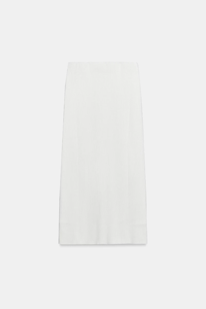 RIBBED KNIT MIDI SKIRT