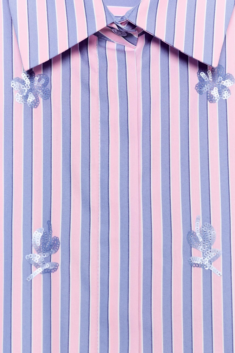 SEQUINED STRIPED SHIRT