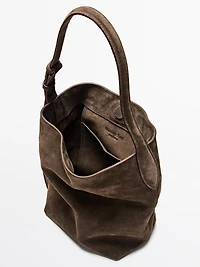 Mini sac seau croûte de cuir