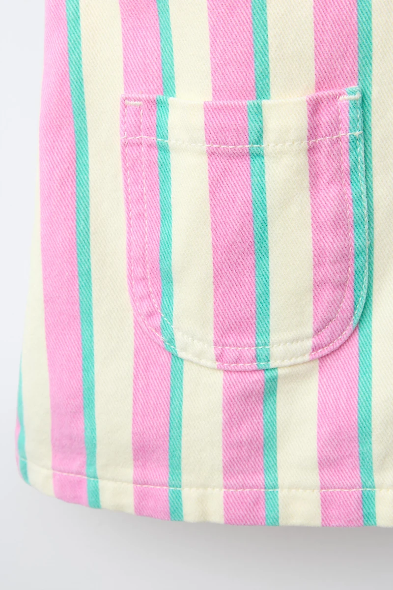 STRIPED SERGE PINAFORE DRESS