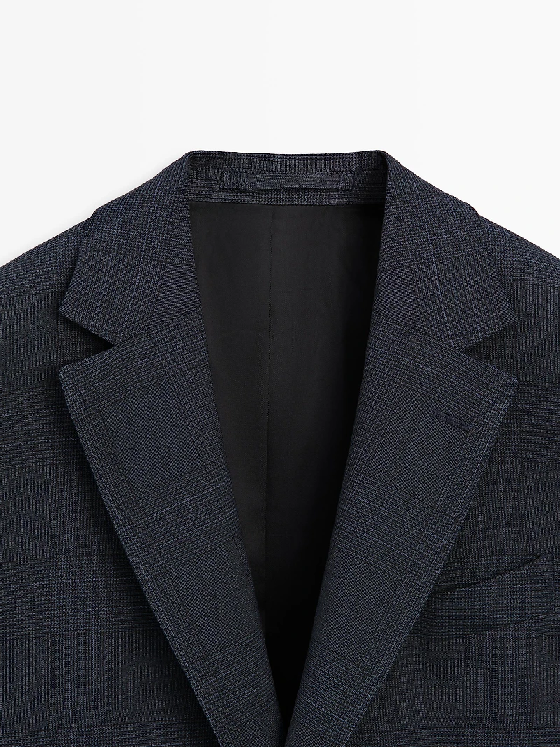 Veste de costume à carreaux en laine froide mélangée