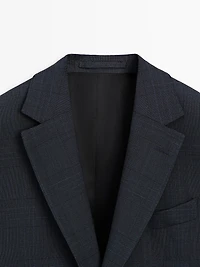 Veste de costume à carreaux en laine froide mélangée