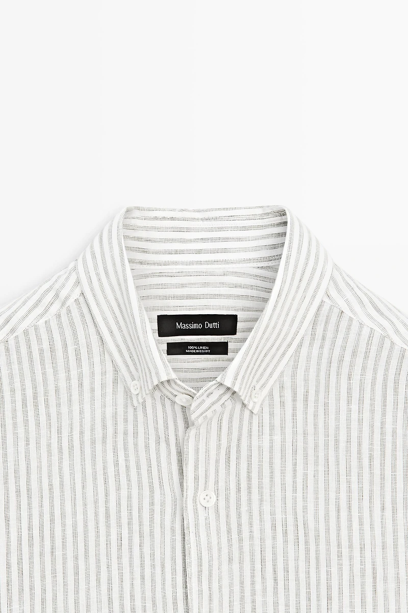 Chemise slim milleraies 100 % lin