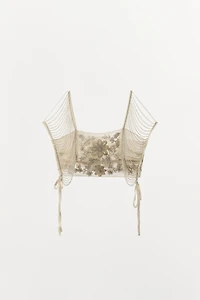 BEADED EMBROIDERED FRINGE TOP