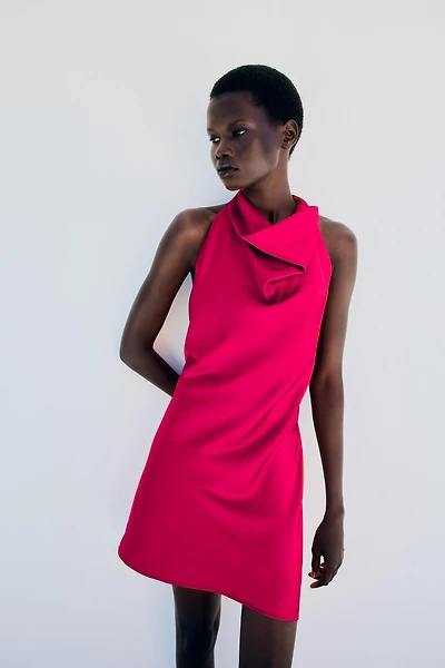 SHORT SATIN EFFECT DRESS