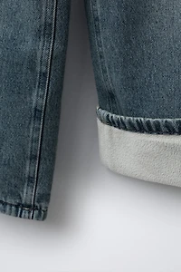 FLEECE-LINED WIDE LEG JEANS